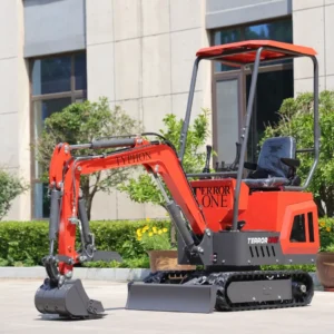 TYPHON TERROR ONE STORM Mini Excavator – 1 Ton Trench Digger with Canopy, Hydraulic Thumb Clip, Hydraulic Oil Cooler, 13.5hp B&S Engine USA