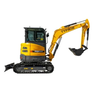 TYPHON NAGA 4.0 Mini Excavator with 4 Ton 24.4hp Yanmar Diesel Engine Metal Track ISO SAE control switch, AC Heater Cabin, 2 Travel Speed